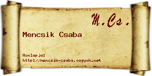 Mencsik Csaba névjegykártya